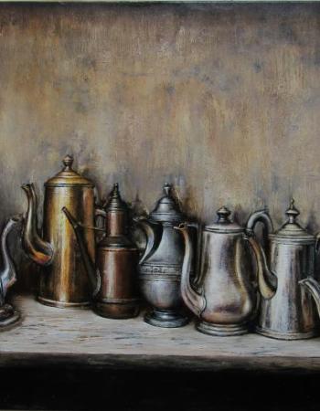 Zinnkrüge und Stillleben