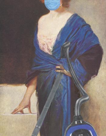 Staubsaugerin mit Maske