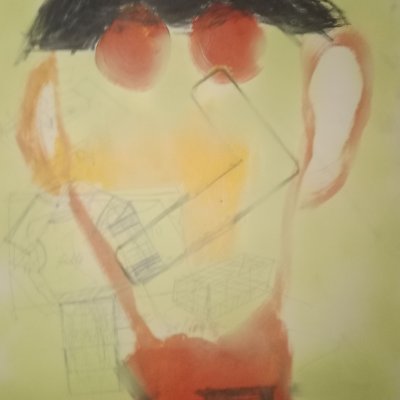 Junger Mann mit Raumalfabet