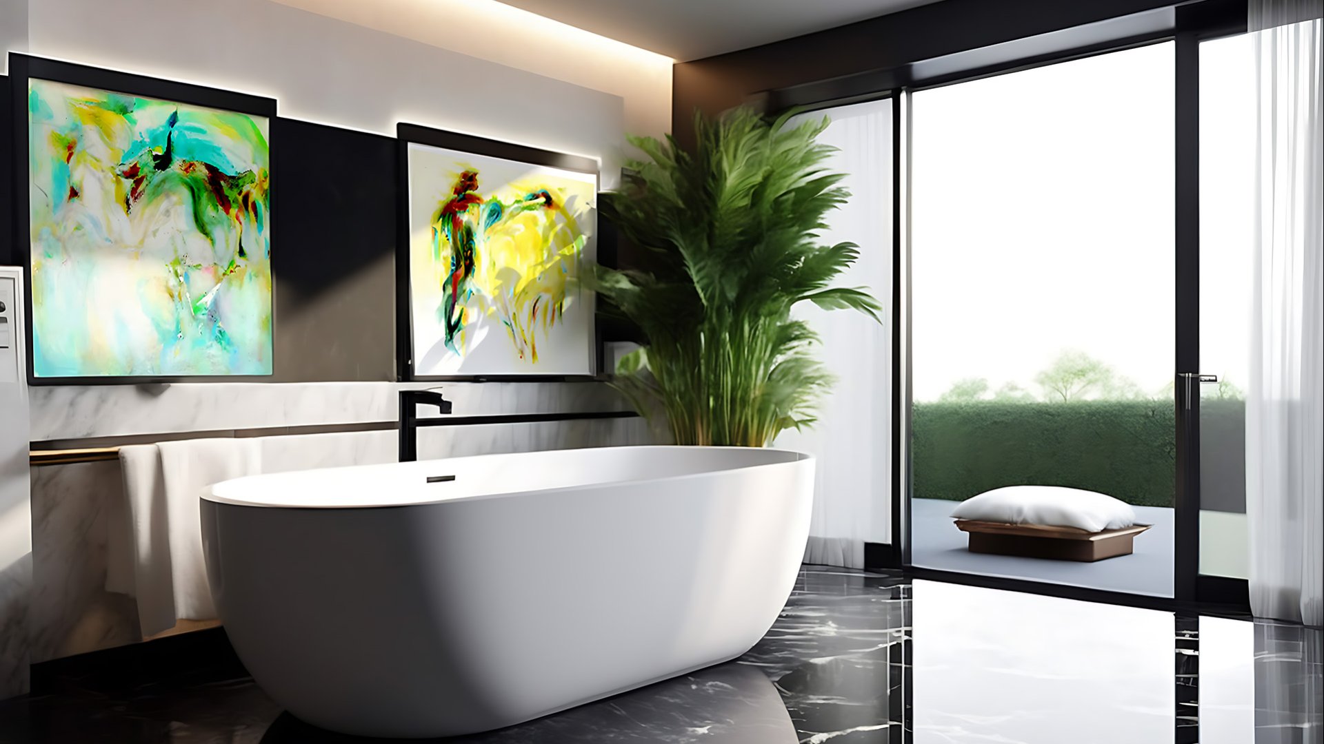 Tilde Anna Jägers Kunstwerke im futuristischen Bad