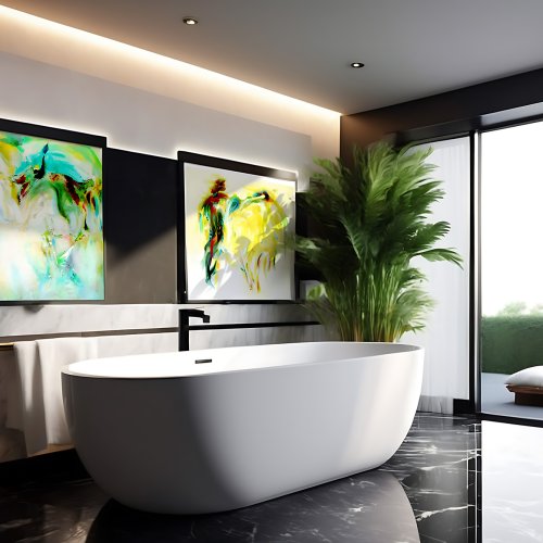Tilde Anna Jäger's works of art in the futuristic bathroom