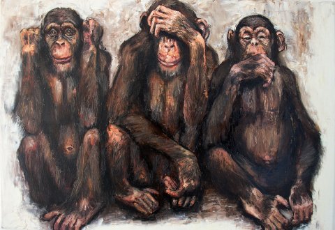 I do not see. I can not hear. I do not speak. | monkeys