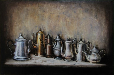 Zinnkrüge und Stillleben